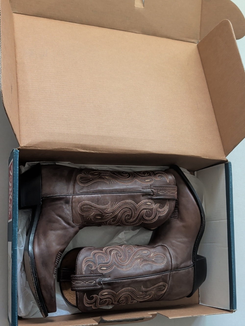 Tony Lama Brown Leather Heeled Cowboy Boots